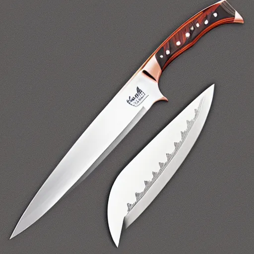 Image similar to kitchen knife with rose gold inlay integral bolster high detail