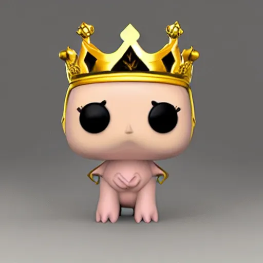 Image similar to pig wearing a gold crown funko pop