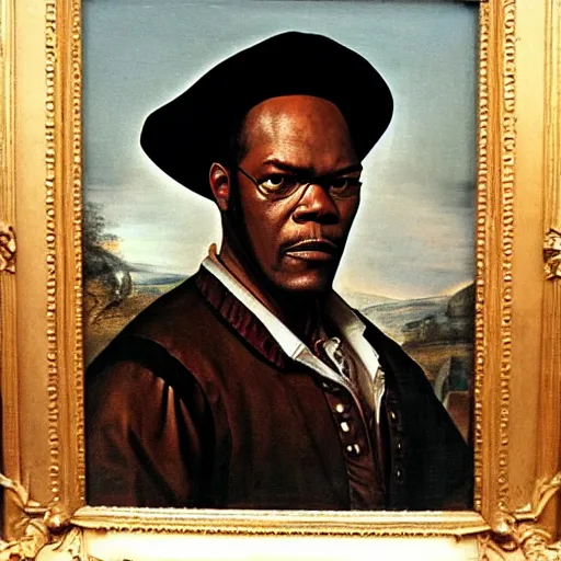 Prompt: a 1 6 0 0 s portrait painting of samuel l jackson