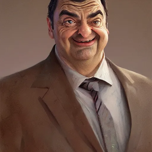 Prompt: portrait of big chungus as mr. bean painted by greg rutkowski, wlop