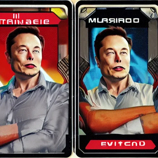 Image similar to elon musk, the trading card game