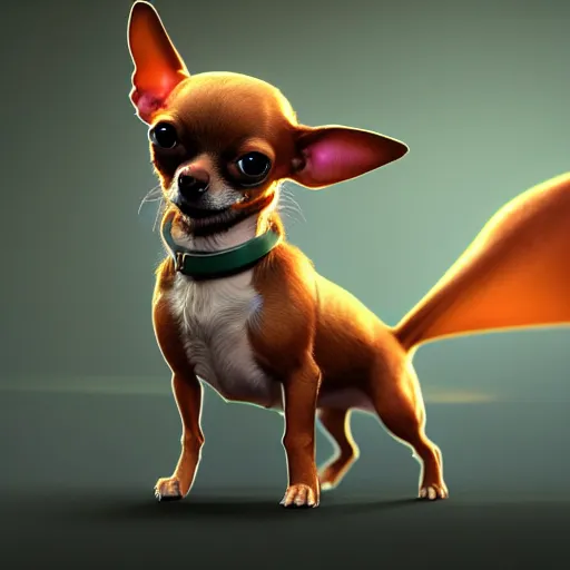 Image similar to an anthropomorphic chihuahua living in an extradimensional reality where it is a god, in the style of wlop, illustration, epic, fantasy, hyper detailed, smooth, unreal engine, sharp focus, ray tracing, physically based rendering, renderman, beautiful