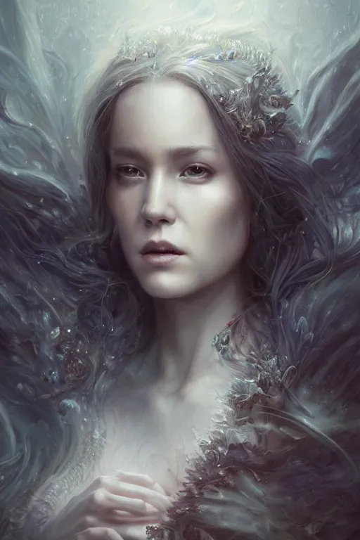 Image similar to Majestic and regal portrait of a female lady, intricate, epic, elegant, menacing, fantasy, highly detailed, digital painting, hard focus, beautiful volumetric lighting, epic light, ultra detailed, Horror, souls, ghosts, smoke by Leesha Hannigan, Ross Tran, Thierry Doizon, Kai Carpenter, Ignacio Fernández Ríos