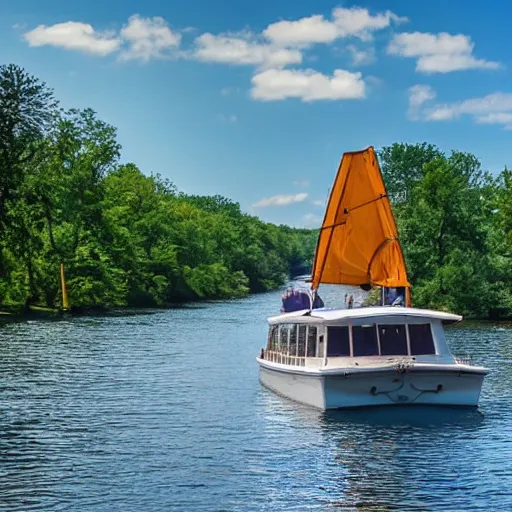 Prompt: picture yourself on a boat on a river