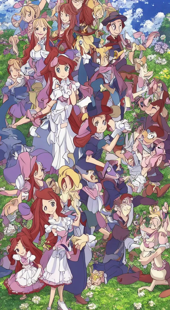 Image similar to [ disney's alice in wonderland ] in isekai style