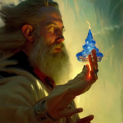 Image similar to stunning male wizard casting his earth quake spell, highly detailed painting by gaston bussiere, craig mullins, j. c. leyendecker, 8 k
