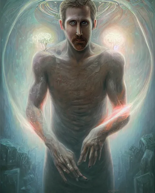 Image similar to lovecraft biopunk portrait of ryan gosling by tomasz alen kopera and peter mohrbacher.