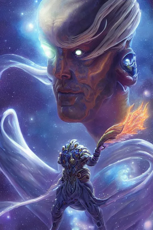 Image similar to beautiful oil painting with high detail of a wise Space ent made of stars and plasma, hybrid from dungeons and dragons and art direction by James Cameron ;by artgerm; wayne reynolds art station; cinematic quality character render; low angle; ultra high quality model; production quality cinema model;