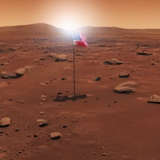 Image similar to the international flag of planet earth flag on mars