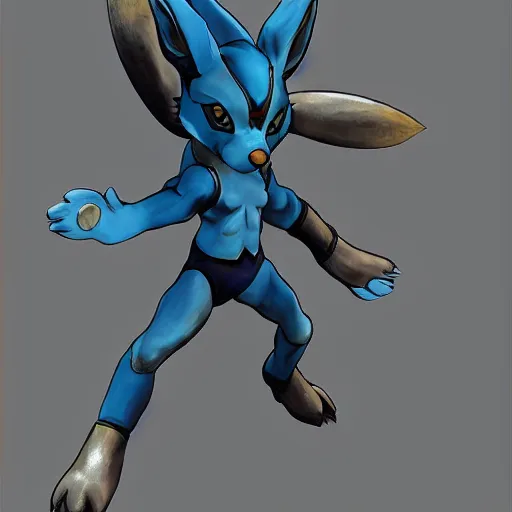 Image similar to Portrait of Lucario, made by Yoji Shinkawa, Highly detailed, fantasy themed, dynamic posing