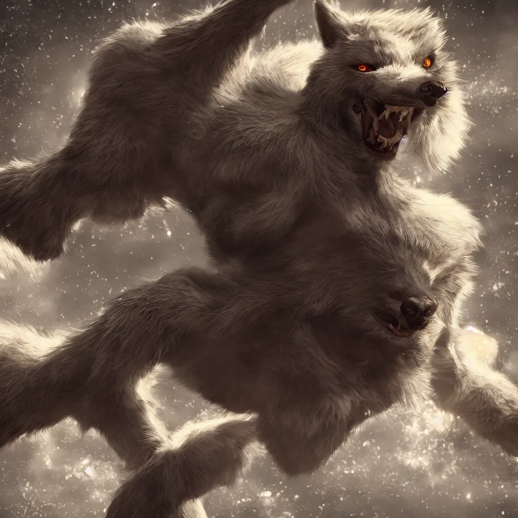 Image similar to a handsome werewolf seductive fursona, digital art, redshift render, hyperrealistic, ray - tracing photographed with canon