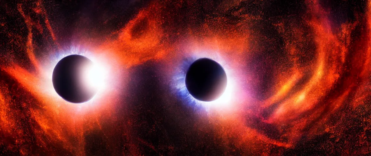 Prompt: realistic photo of one black hole in space, abstract symbolism, volumetric, particles, physical, translucence, cinematic lighting, iridescence