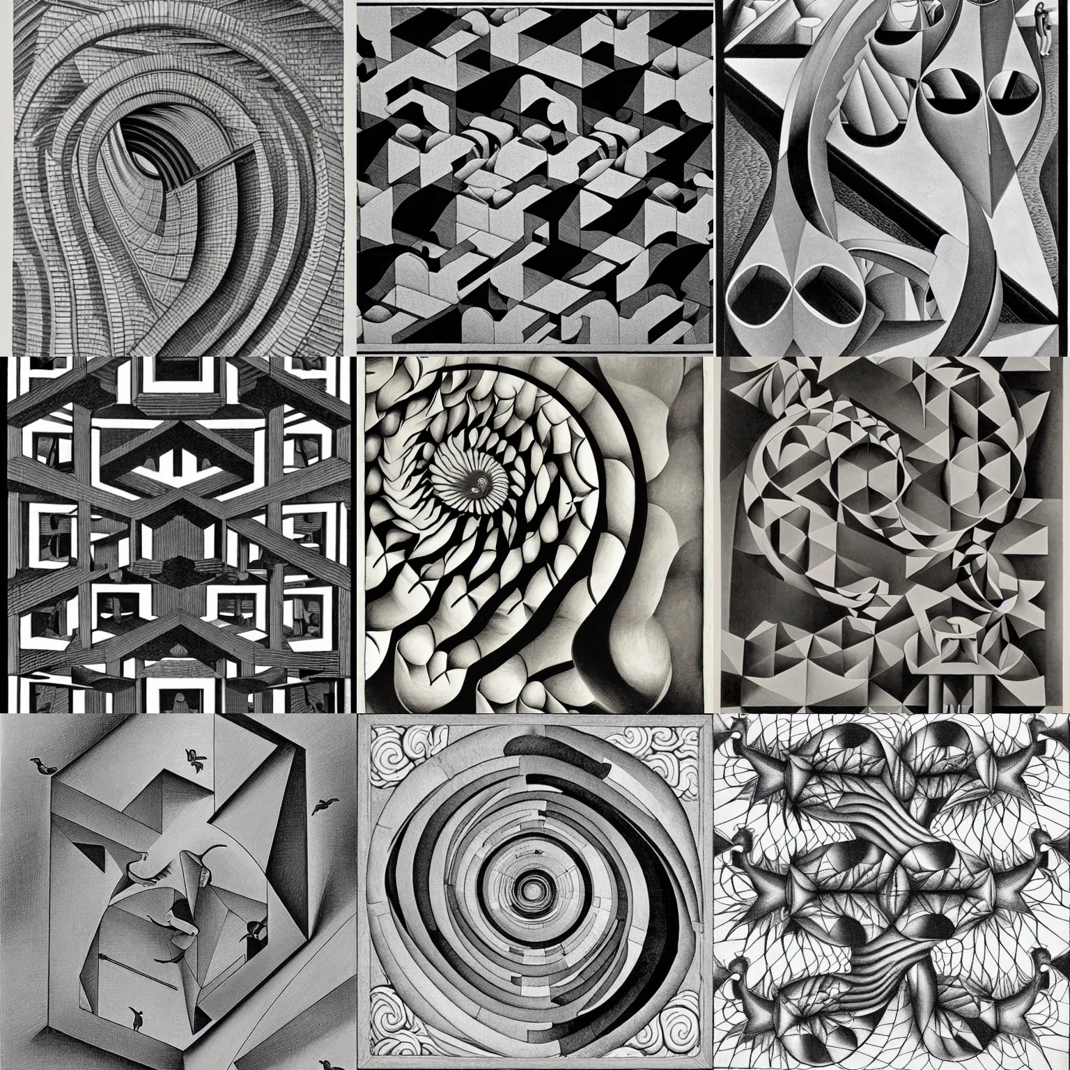 Prompt: artwork by m. c. escher