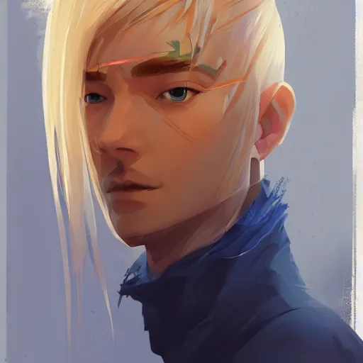 Image similar to Avatar with a blond hair and blue skin profile picture by Greg Rutkowski, asymmetrical, Organic Painting , Matte Painting, geometric shapes, hard edges, street art, trending on the artstation:2 by Sachin Teng:4, blur: -4