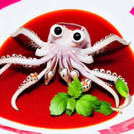 Image similar to Food photography michelin star bowl of live spiders and octopus