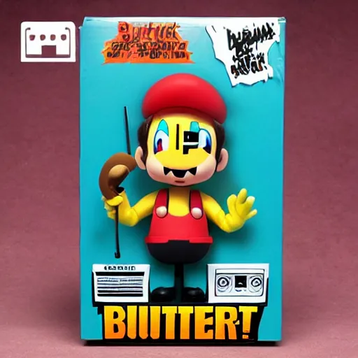 Image similar to nintendo, butcher billy, freak out, stop motion, vinyl action figure