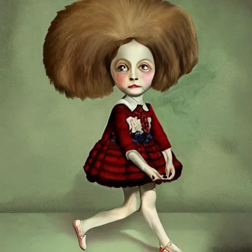 Image similar to little creepy girl wearing an gucci's outfit. art made by artgem, inspired by balthus, highly detailed, realistic, victorian style
