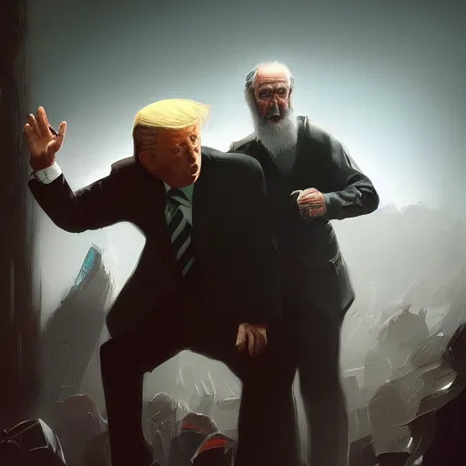 Image similar to george carlin slapping trump, greg rutkowski