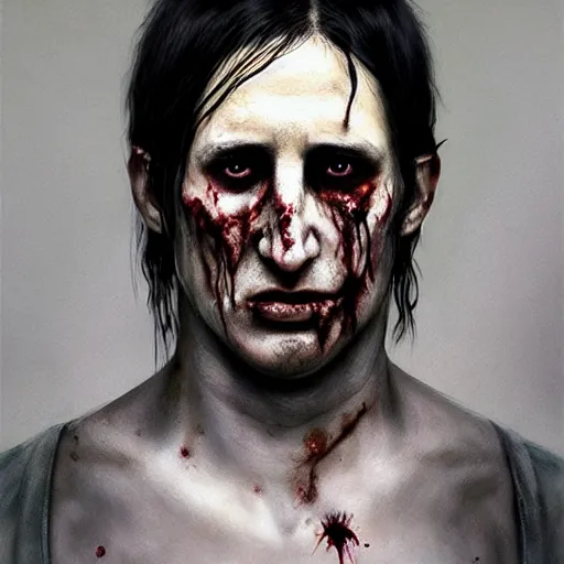 Prompt: young trent reznor as a zombie with shoulder length hair, 7 days to die zombie, realistic proportions, fine art, award winning, intricate, elegant, sharp focus, cinematic lighting, digital painting, 8 k concept art, art by brom, art by guweiz and z. w. gu, art by michael hussar, 8 k