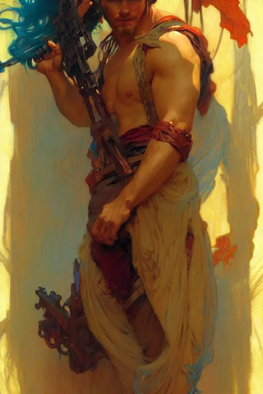 Image similar to attractive man, marvel, cool colors, painting by gaston bussiere, craig mullins, greg rutkowski, alphonse mucha