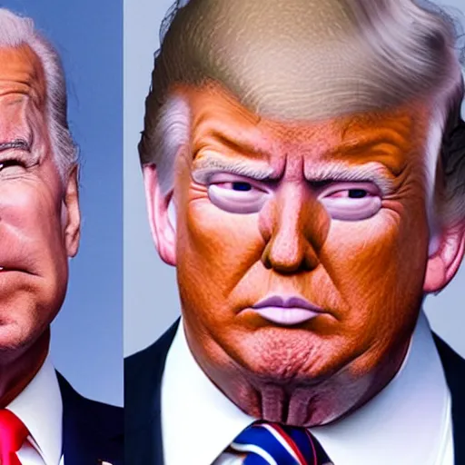 Image similar to UHD candid color photo of Joe Biden and Donald Trump wearing accurate clown makeup, accurate faces, UHD, photorealistic, correct face, photo by Annie Leibowitz