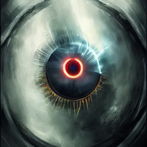 Prompt: eye of sauron sees everything everywhere by raymond swanland, highly detailed, bright tones