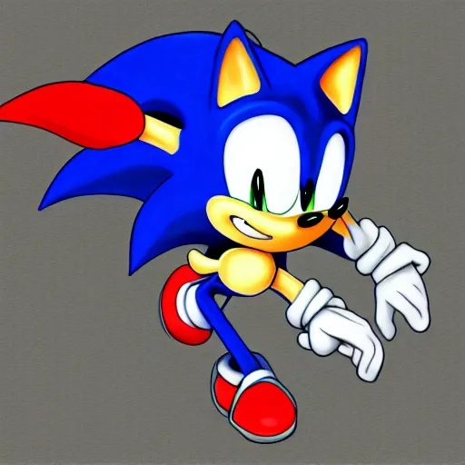 prompthunt: a distorted, surrealist painting of classic Sonic the