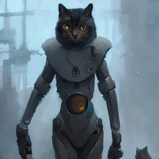 Image similar to 🤖🐈 ,Greg rutkowski, Trending artstation, cinematográfica, digital Art