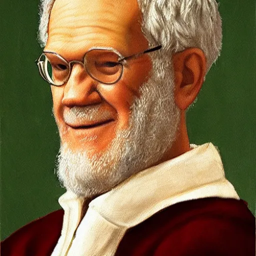 Image similar to renaissance oil painting of david letterman