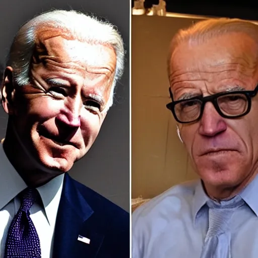 Image similar to Joe biden and Walter White in Los Pollos Hermanos