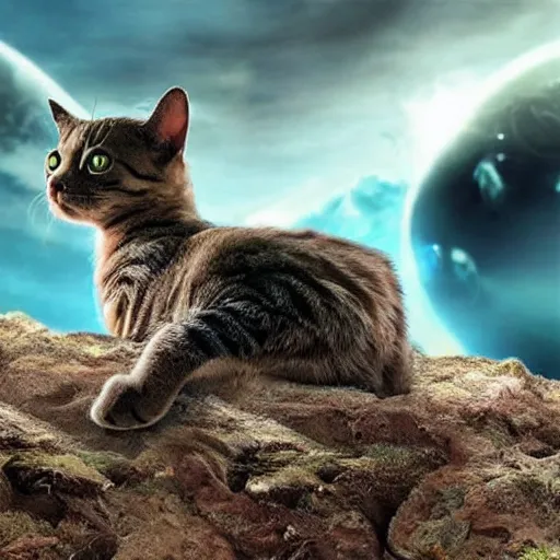 Prompt: cat aliens visiting the earth for the first time, hyper - realistic, cinematic, detailed.