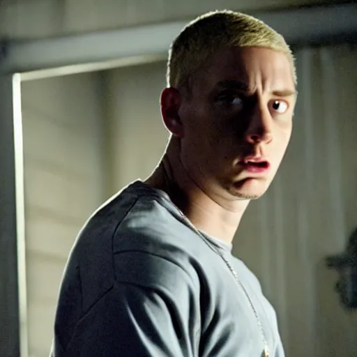 Image similar to Eminem in Drive (2011), dramatic, stormy night, film still