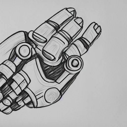 Image similar to a robot hand sketching a robot hand on paper
