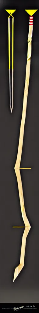 Image similar to picture of a single wooden long thin ninja staff with ornaments, highlight, weapon, cyberpunk, sci - fi, fantasy, dnd, close shot, bright uniform background, award winning