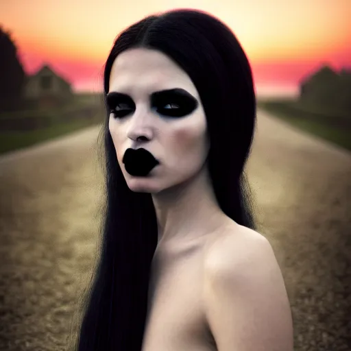 Prompt: photographic portrait of a stunningly beautiful goth emo female in soft dreamy light at sunset, contemporary fashion shoot, by edward robert hughes, annie leibovitz and steve mccurry, david lazar, jimmy nelsson, breathtaking, 8 k resolution, extremely detailed, beautiful, establishing shot, artistic, hyperrealistic, beautiful face, octane render