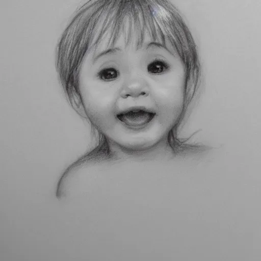 Prompt: a cute toddler, by jim kin, trending on artstation, pencil sketch