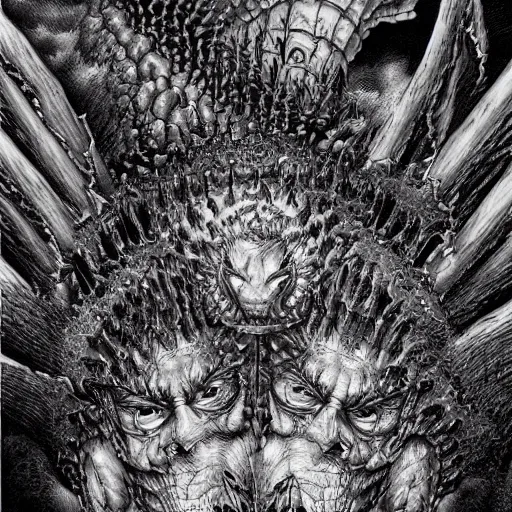 Image similar to the deepest pits of hell by kentaro miura, hyper-detailed masterpiece