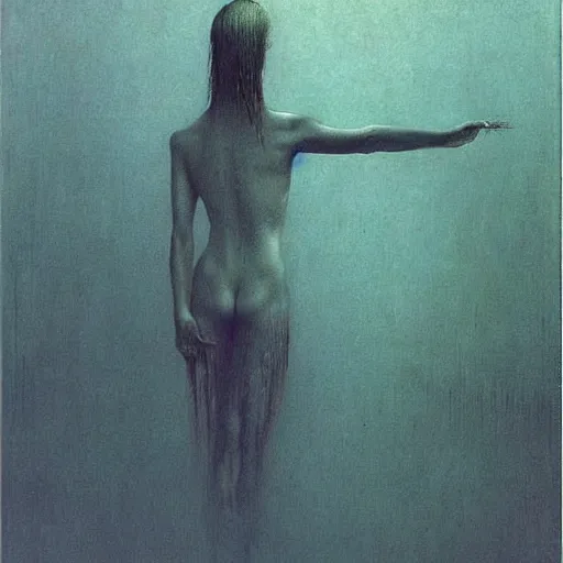 Prompt: An otherworldly mirror by beksinski