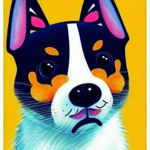 Image similar to Kawaii cute dog, art poster