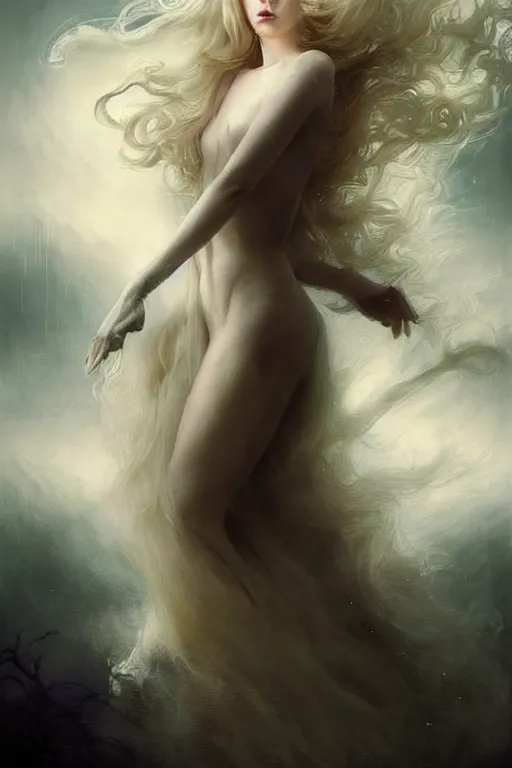 Image similar to the pale blond johan liebert mixed with alucard picture by Greg Rutkowski, very very very very long blond curly hair, baroque curls, dynamic pose, matte painting, intricate, z brush, fantasy concept art, elegant, by Stanley Artgerm Lau, WLOP, golden ratio, thomas kindkade, alphonse mucha, loish, Peter chung, norman Rockwell,