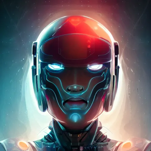 Prompt: Symmetry!! portrait of cyborg, sci-fi armour, tech wear, cables, glowing lights!! sci-fi, intricate, elegant, highly detailed, digital painting, artstation, concept art, smooth, sharp focus, illustration, art by artgerm and greg rutkowski and alphonse mucha