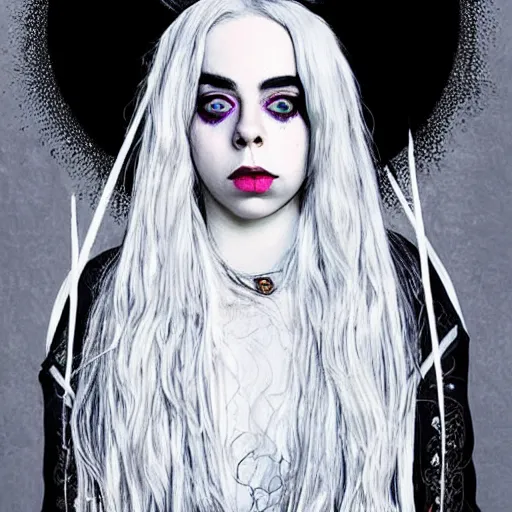 Image similar to billie eilish as a witch by tim burton