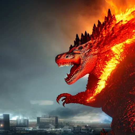 Prompt: Fire Godzilla, 4k render