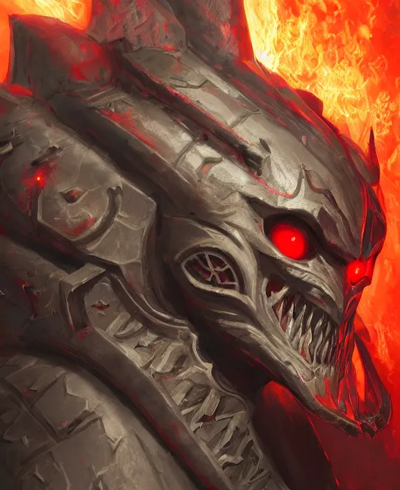 Image similar to a detailed portrait of a menacing armoured dark lord with glowing red eyes and a crown of fire by Tyler Edlin and Moebius, 4k resolution, photorealistic