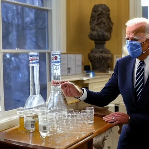 Image similar to joe biden doing chemical experiment