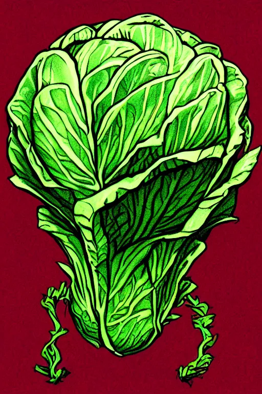 Image similar to cabbage humanoid, symmetrical, highly detailed, digital art, sharp focus, trending on art station, anime art style