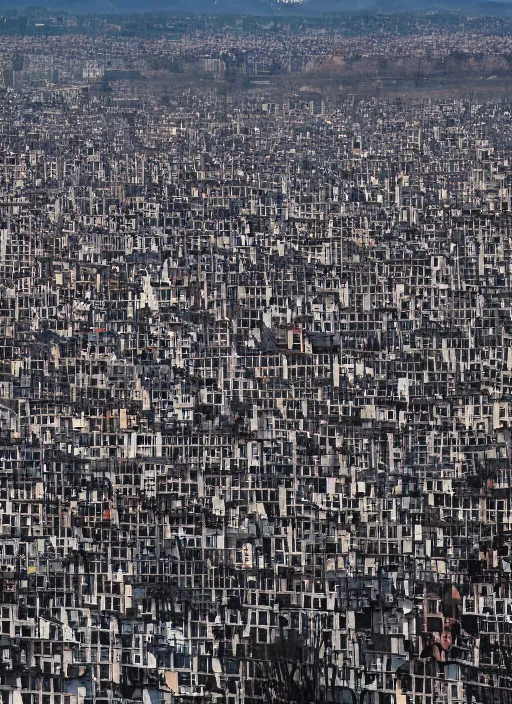 Image similar to a hundred rooftops stretch across a crowded skyline in relentless melt