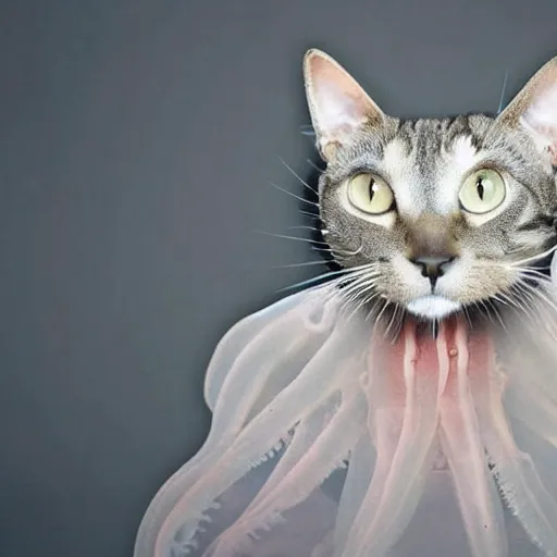 Prompt: a jellyfish - cat - hybrid, animal photography