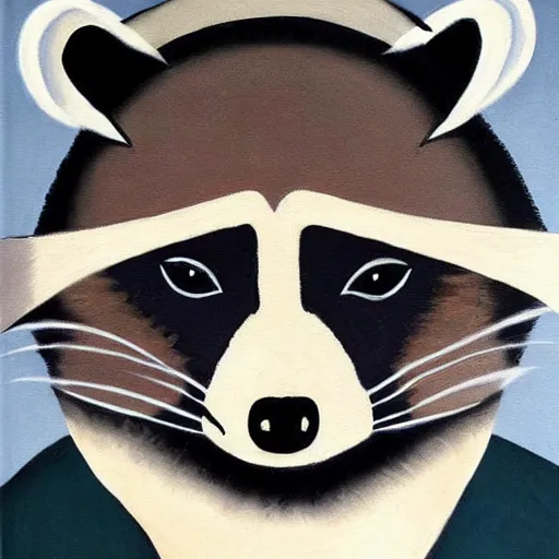 Image similar to Bauhaus painting of a juggalo raccoon