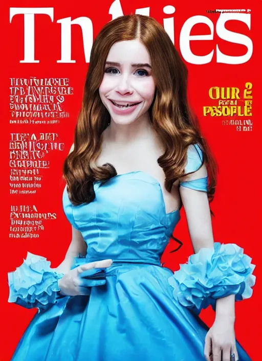 Image similar to Belle Delphine on the cover of Times Magazine as the person of the year 2023